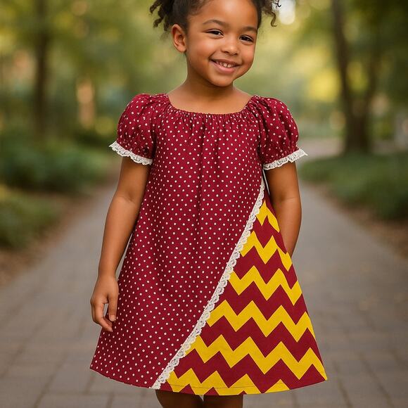 Avy Anne Girls Dress Size 2 FSU Minnesota Commanders Kansas City Colors NEW - Picture 1 of 6